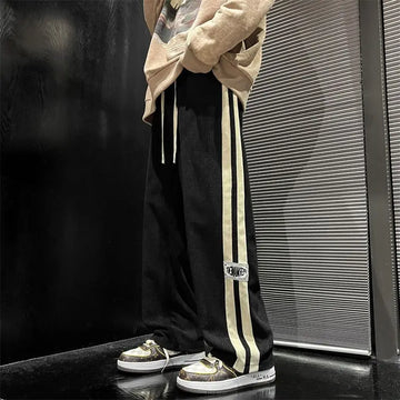 Side Striped Corduroy Baggy Pants Men Streetwear Korean Fashion Casual Hip Hop Vintage Cargo Pants Loose Trousers Joggers aidase-shop